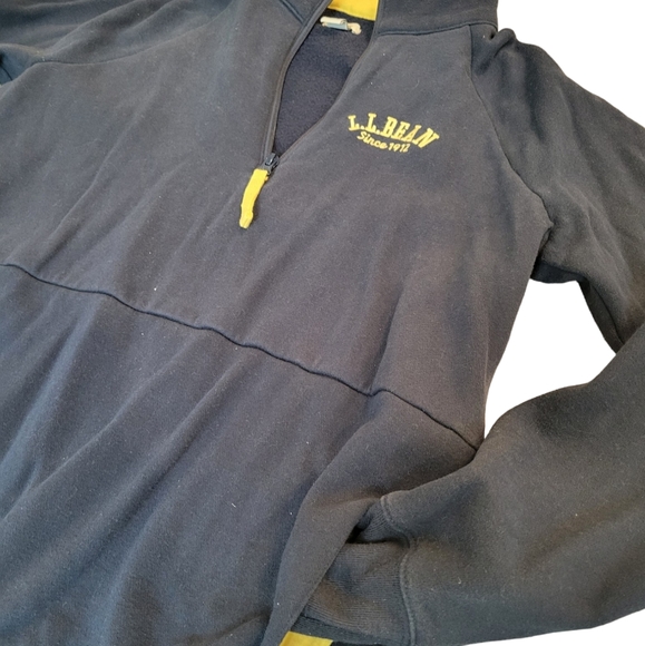 LL Bean Womens Navy Yellow Quarter Zip Pullover Size Small - Picture 2 of 3